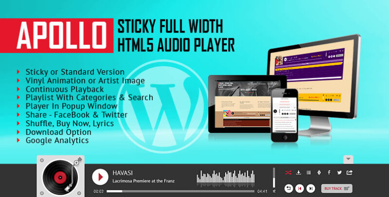 APOLLO – STICKY FULL WIDTH HTML5 AUDIO PLAYER 3.5