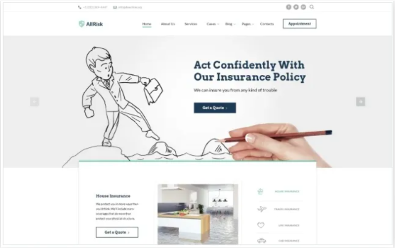 AllRisk – Insurance Company Multipage Website Template