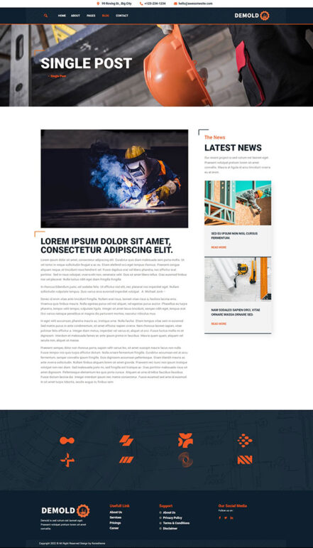 Demold – Construction Elementor Template Kit