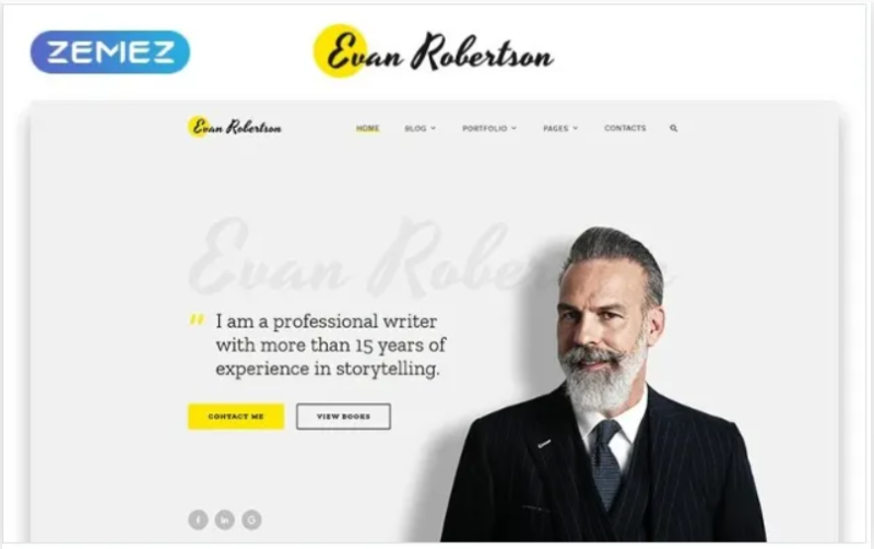 Evan Robertson – Personal Multipage Clean HTML Bootstrap Website Template