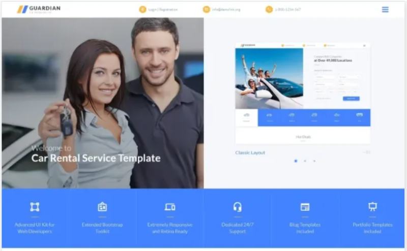 Guardian – Responsive Car Rental Company Multipage HTML Website Template