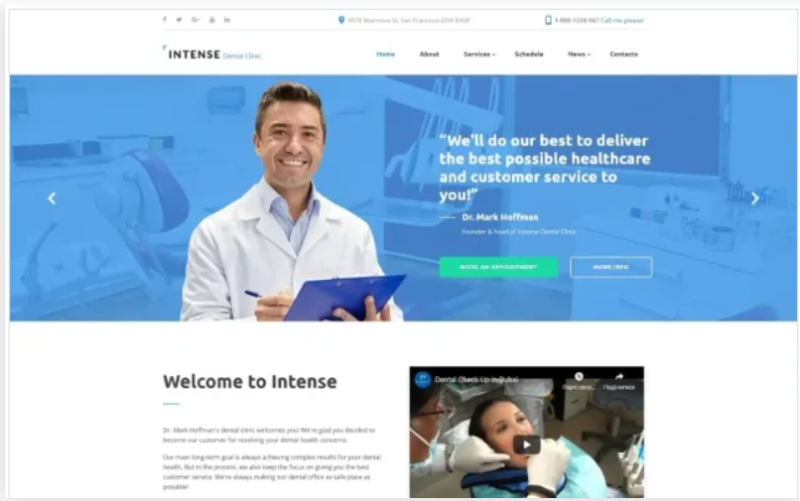 Intense Dental Clinic Website Template