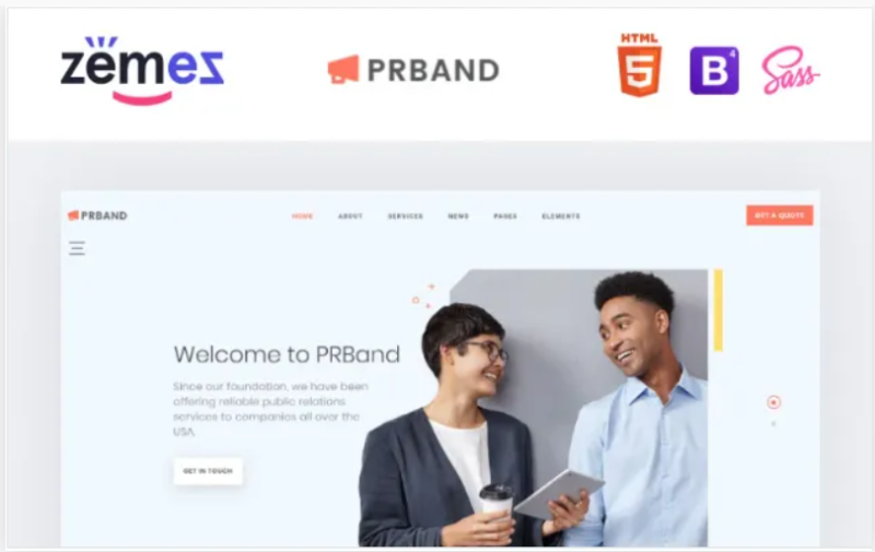 PRBand – PR Agency Website Template