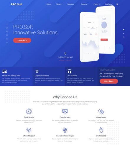 PRO.Soft – Software Development Company Multipage HTML5 Website Template