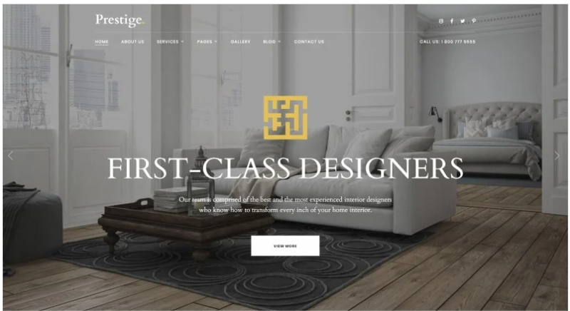 Prestige – Interior Design Studio Website Template