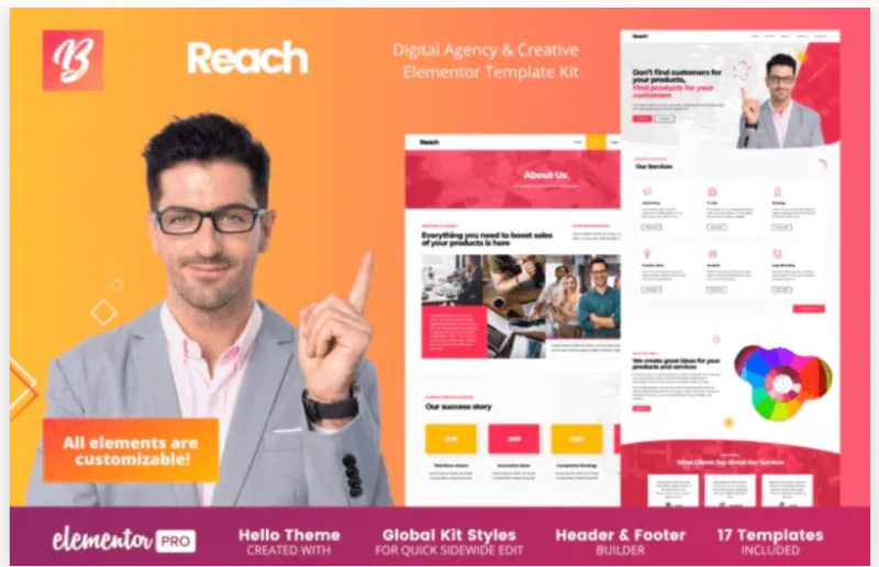 Reach – Digital Agency & Creative Elementor Template Kit