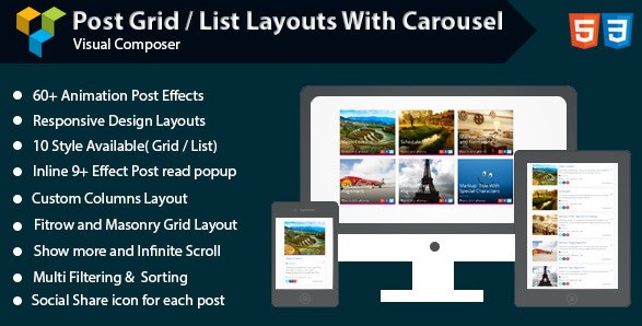 Visual Composer – Post Grid/List Layout With Carousel 1.5