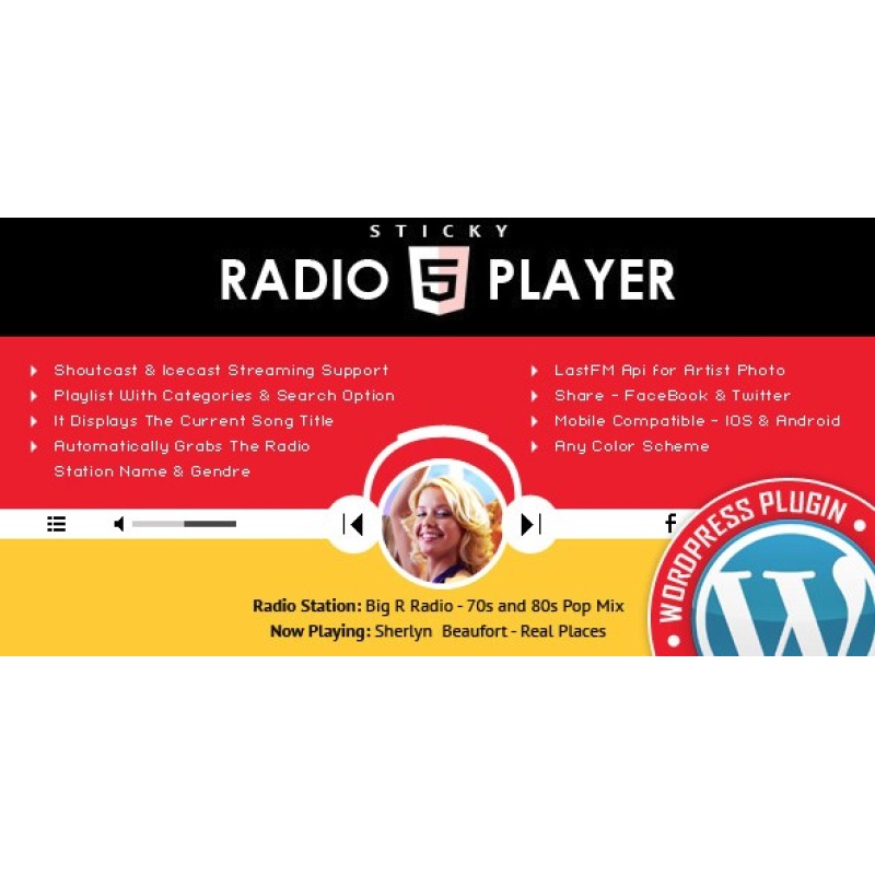 Sticky Full Width Radio Player WordPress Plugin 3.2.1