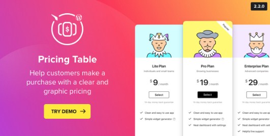 WordPress Pricing Table Plugin 2.6.1