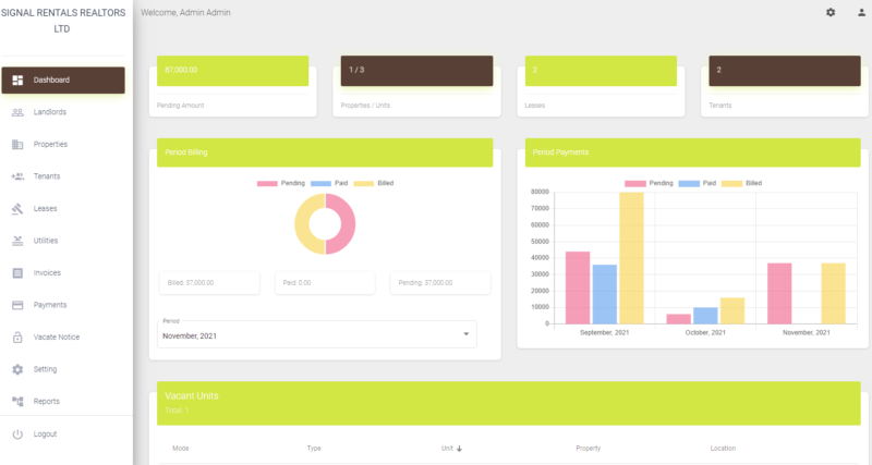 Signal Rentals- Rent Collection, Property, Apartment Invoicing, Tenant and Lease Management System 2.0