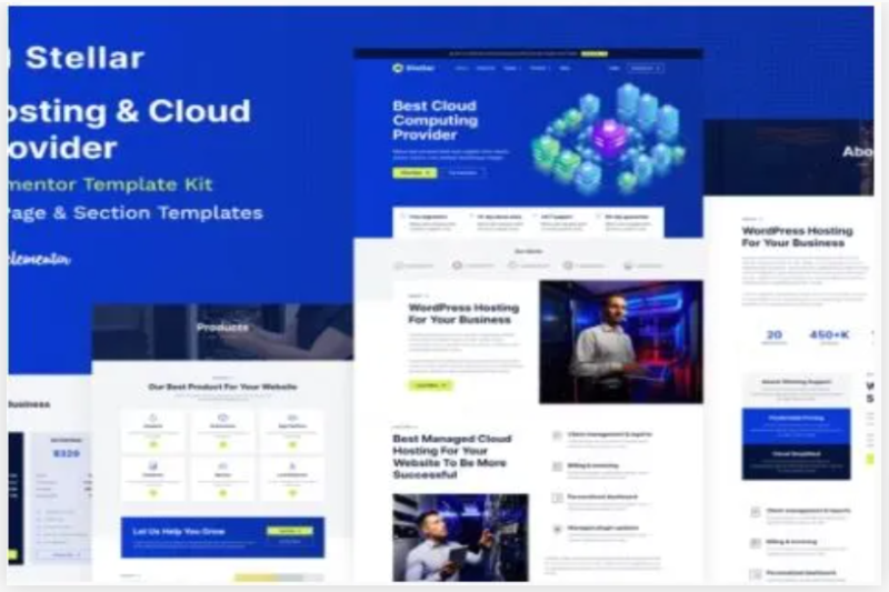 Stellar – Hosting & Cloud Provider WordPress Elementor Template Kit