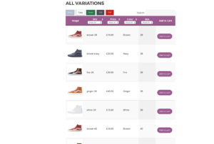 WOOCOMMERCE VARIATIONS TABLE 1.3.13