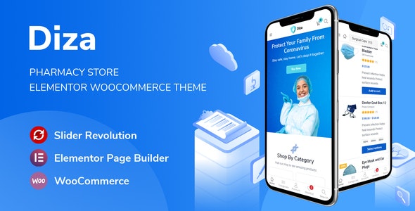 Diza Theme - Pharmacy Store Elementor WooCommerce Theme 1.3.14