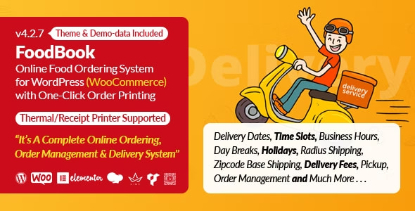 FoodBook | Online Food Ordering & Delivery System for WordPress with One-Click Order Printing 4.3.9