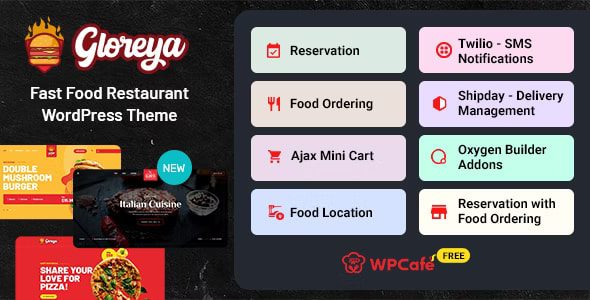 Gloreya - Food Ordering & Delivery Restaurant WordPress Theme 2.0.6