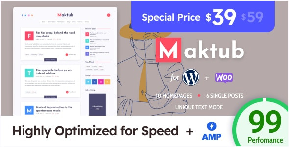 Maktub Theme - Minimal & Lightweight Blog for WordPress 2.0.5