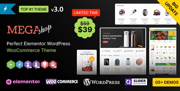 Mega Shop WP Theme - Multipurpose Elementor WooCommerce Theme 3.0.2