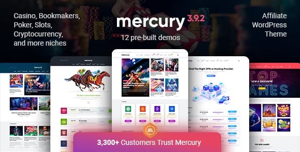 Mercury - Affiliate WordPress Theme. Casino, Gambling & Other Niches. Reviews & News 3.9.12