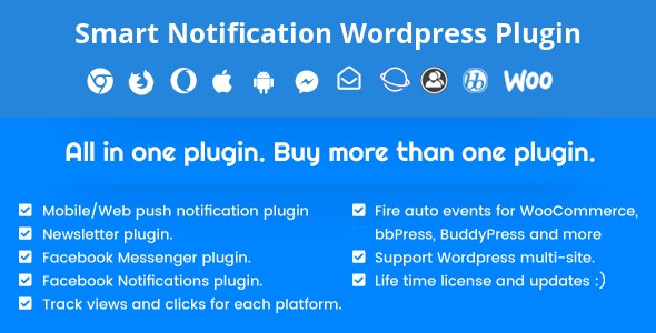 Smart Notification Wordpress Plugin. Web & Mobile Push, FB Messenger, FB Notifications & Newsletter 10.3