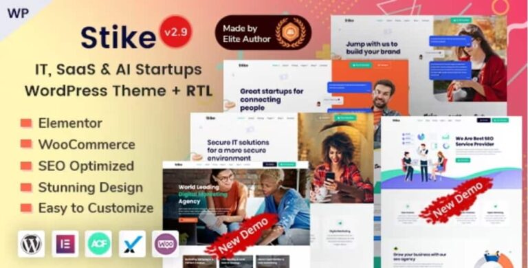 Stike Theme - Technology & SEO IT Startup WordPress Theme 2.9