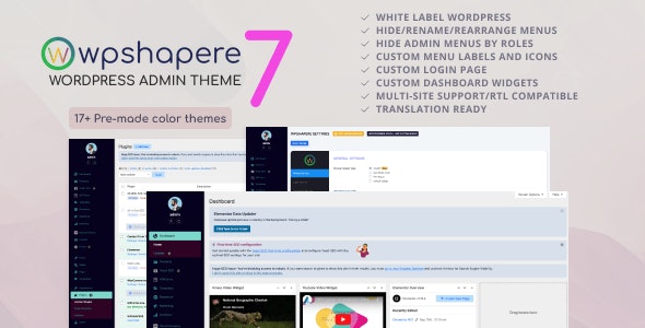 Wordpress Admin Theme - WPShapere 8.0.1