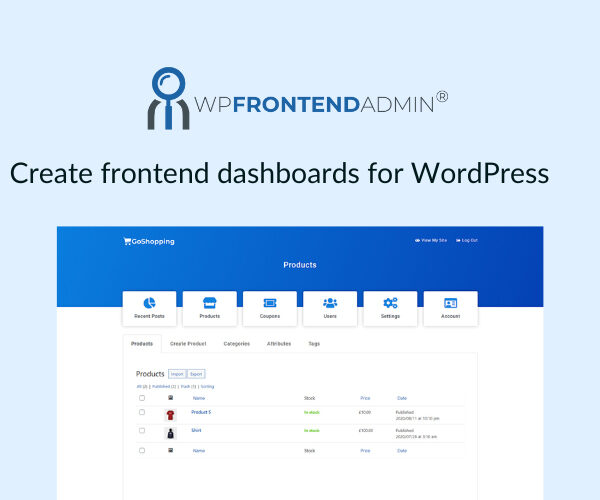 WP Frontend Admin Premium | Create frontend dashboards for WordPress 1.22.5